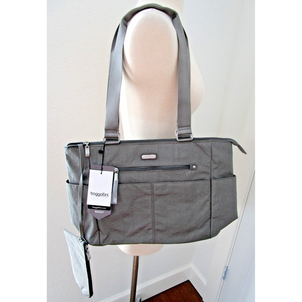 Baggallini NEW Carry-All Travel Tote Luggage Sleeve Handle Bag Purse NWT Gray